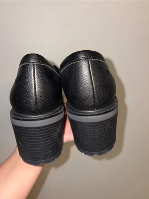 Zodiac Black Platform Lug Sole Heeled Loafers Buckle Detail Size 9.5 thumbnail 5