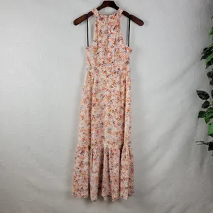 Laundry by Shelli Segal Womens Dress Size 2 Orange Halter Neck Midi Tiered Maxi thumbnail 2