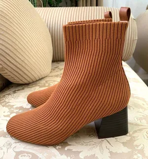 NEW Steve Madden Dimmer Knit Sock Boots in Tan thumbnail 4