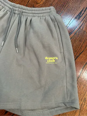 DRMERS Club Gray Cotton Drawstring Shorts with Yellow Logo thumbnail 2