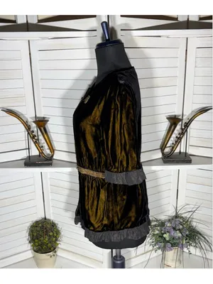 Vintage Victorian blouse crushed velvet brown Vamp whimsigoth cosplay Ren Fair thumbnail 4