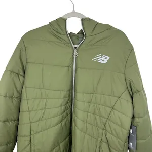 New Balance Women Puffer Jacket Forest Green Hooded Water Wind‎ Resistant XL thumbnail 10