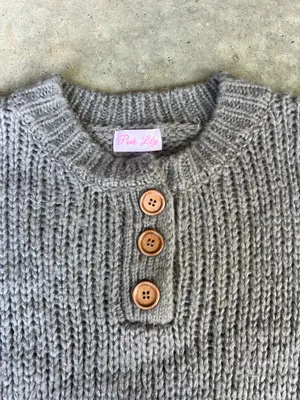 Pink Lily Grey Sweater thumbnail 3