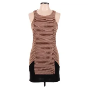 THML Sleeveless Minimalist Career Sheath Dress Size M Brown Black Color Block thumbnail 2