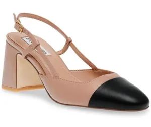 Steve Madden Cap toe Slingback Black and Tan Heels Classic Elegance- Size 9 thumbnail 1