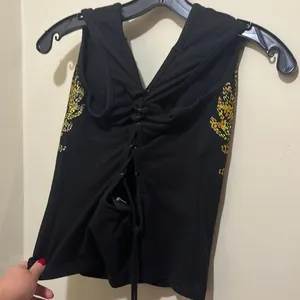 HARLEY DAVIDSON Woman’s Black Lace Up Tanktop Size Medium thumbnail 5