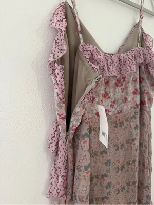NWT Lucky Brand Coastal Cowgirl Coquette Floral Asymmetrical Midi Dress - Large thumbnail 10