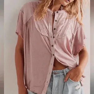Free People We The Free Blush Pink Sophia Button Down Blouse Small NWOT thumbnail 8
