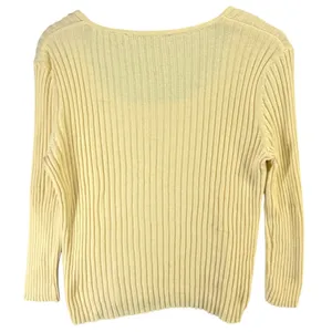 Vintage Y2K Express Ribbed Knit Sweater L Butter Yellow Fitted Stretch Mallcore thumbnail 4