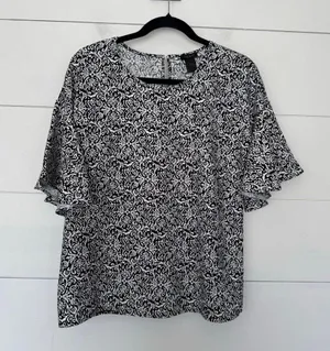 Ann Taylor Women’s Small Black White Blouse Top thumbnail 1