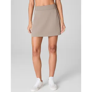 Spanx AirEssentials Pique Skort Ashwood Tan High-Rise Waist Shaping Piping Skirt thumbnail 5