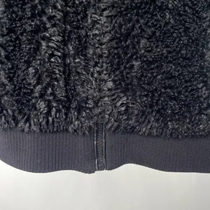 Zara Cropped Teddy Full Zip‎ Jacket in Black Size Large thumbnail 3