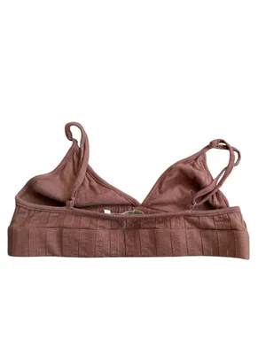 JONATHAN SIMKHAI Standard Brown Ribbed Bralette Bra Size Medium thumbnail 3