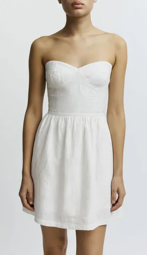 AURA Sleeveless Babydoll Mini Dress‎ White NWT Small thumbnail 1