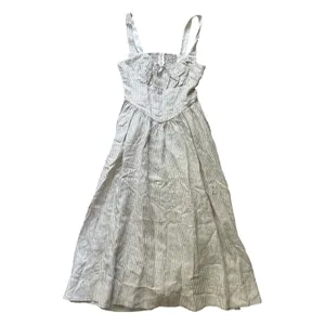 Reformation Balia Linen Midi Dress Size 10 Tan White Striped Smocked Sleeveless thumbnail 4