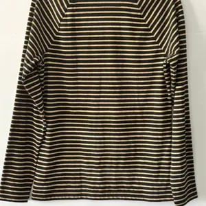 Lauren Ralph Lauren L Black Gold Metallic Striped Square Neck Knit Pullover Top thumbnail 3