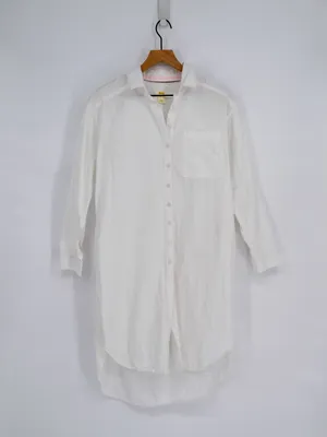 Anthropologie Maeve White Cotton Button Down Shirt Tunic S thumbnail 2