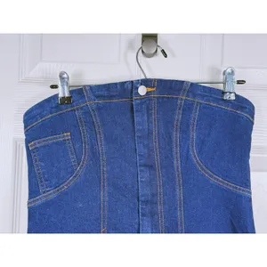 Superdown Womens Strapless Denim Mini Dress Size M Blue Western Cowgirl Concert thumbnail 5