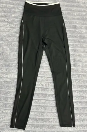 BERLCOK Black High-Waisted Leggings with White Trim — Size S — NWT thumbnail 1