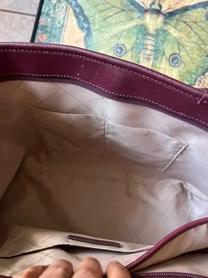 Michael Kors Plum Saffiano Tote with Magenta Pom Charm thumbnail 10