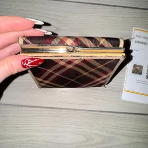 Burberry Blue Label tri-fold wallet in a burgundy‎ and tan plaid pattern thumbnail 5