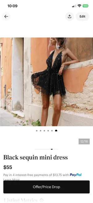 Black sequin mini dress thumbnail 12