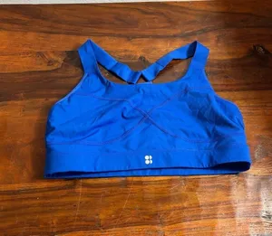 Sweaty Betty Power Sports Bra Womens Size L Blue Medium Impact Racerback thumbnail 1