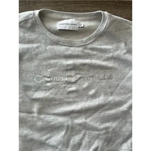 Calvin Klein Jeans Pullover Sweatshirt Womens XL Light Gray Crewneck Logo Fleece thumbnail 8