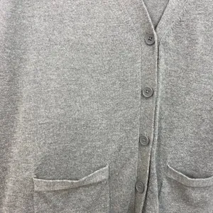 A.N.A. women's gray button front pocket long deep v-neck casual cardigan sweater thumbnail 2