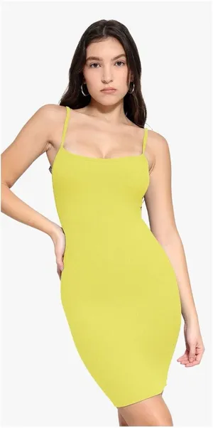 POPILUSH Shapewear Solid Modal Butt Lift Mini Slip Dress In Yellow thumbnail 1