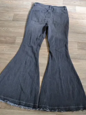 NWOT Free People Irreplaceable Button Front High Waisted Bell Bottom Flare Jean thumbnail 6