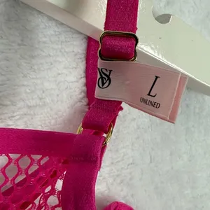Victoria's Secret Very Sexy Low Cut Demi Unlined Fishnet Mesh Bra Pink Large NEW thumbnail 2
