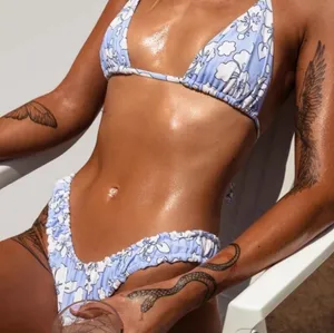 Princess Polly Wonda Hawaiian Floral Bikini Set in Blue Size 2 / 4 New with tag thumbnail 1