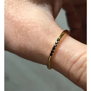 NEW Women's‎ Dainty 14k Gold Plated S925 Black Melee Diamond Ring Size 5.5 thumbnail 4