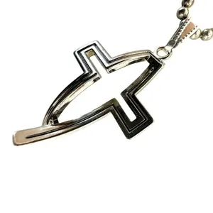 Silver tone cross pendant necklace thumbnail 2