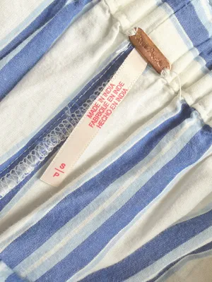 Free People Get Free Striped Pull On Shorts White Blue Striped Small thumbnail 4