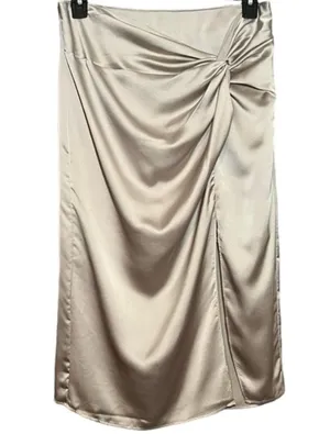 Abercrombie 74- NWT Knotted Elevated Satin Midi Skirt sz XL GOLDEN TONE thumbnail 1