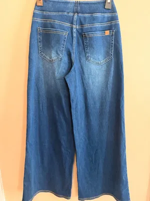 Halara XS Petite Athleisure Wide-Leg Denim Pants With Elastic Waistband Stretchy thumbnail 5