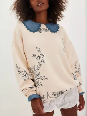 NWOT Free People Jo Pullover - milk tea combo - small - SOLD OUT / RARE thumbnail 4