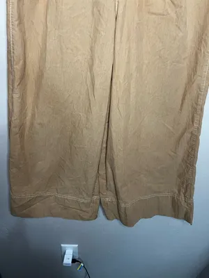 Zara TRF Super Wide Leg‎ High Rise Crop Tan Boho Trouser Pants thumbnail 4