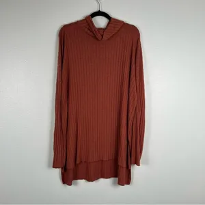 Urban Outfitters Out From Under Iona Ribbed Tunic Turtle Neck Orange Sz L thumbnail 2