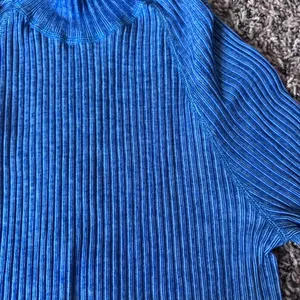 Ribbed cropped blue turtle neck top thumbnail 2