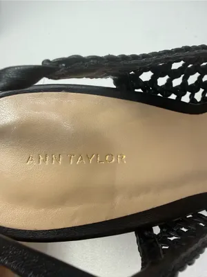 Ann Taylor Black Woven Leather Pointed Toe Slingback Heels Size 9.5 thumbnail 9