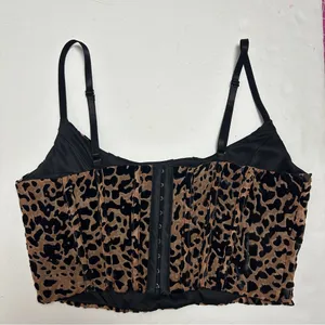 Windsor Animal Print Corset Tank Crop Top NWT BLACK BROWN thumbnail 3