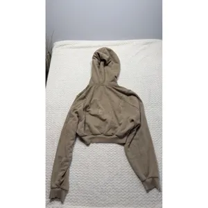 Alo Yoga Womens Cropped Full Zip Hoodie Tan Taupe Size S W0374R thumbnail 2