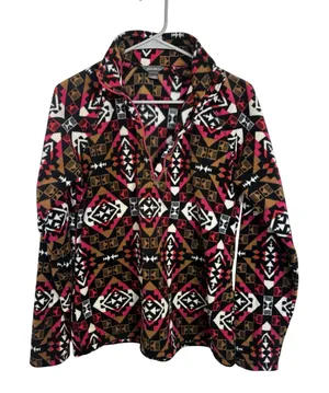 Eddie Bauer Southwestern Aztec Print Fleece Quarter Zip Size Medium thumbnail 1
