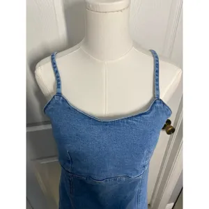 Lone Star Blue Mini Denim Dress Sz M Boho Western Festival Cowgirl thumbnail 3