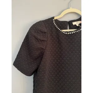 NWT Entro Black Quilted Jewel Neck Sheath Dress Women’s Size Small thumbnail 3