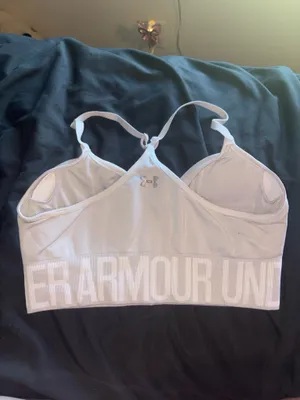 Under Armour LG White Padded Racerback Sports Bra thumbnail 2