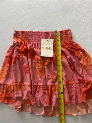 Show Me Your MuMu Pink & Orange Floral Tiered Skirt thumbnail 3